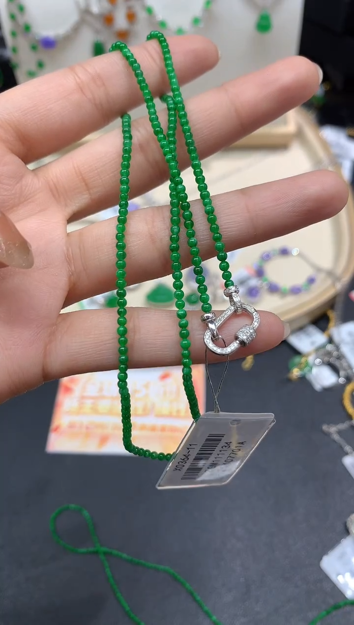 套链18K金镶嵌翡翠珠链A380|16800