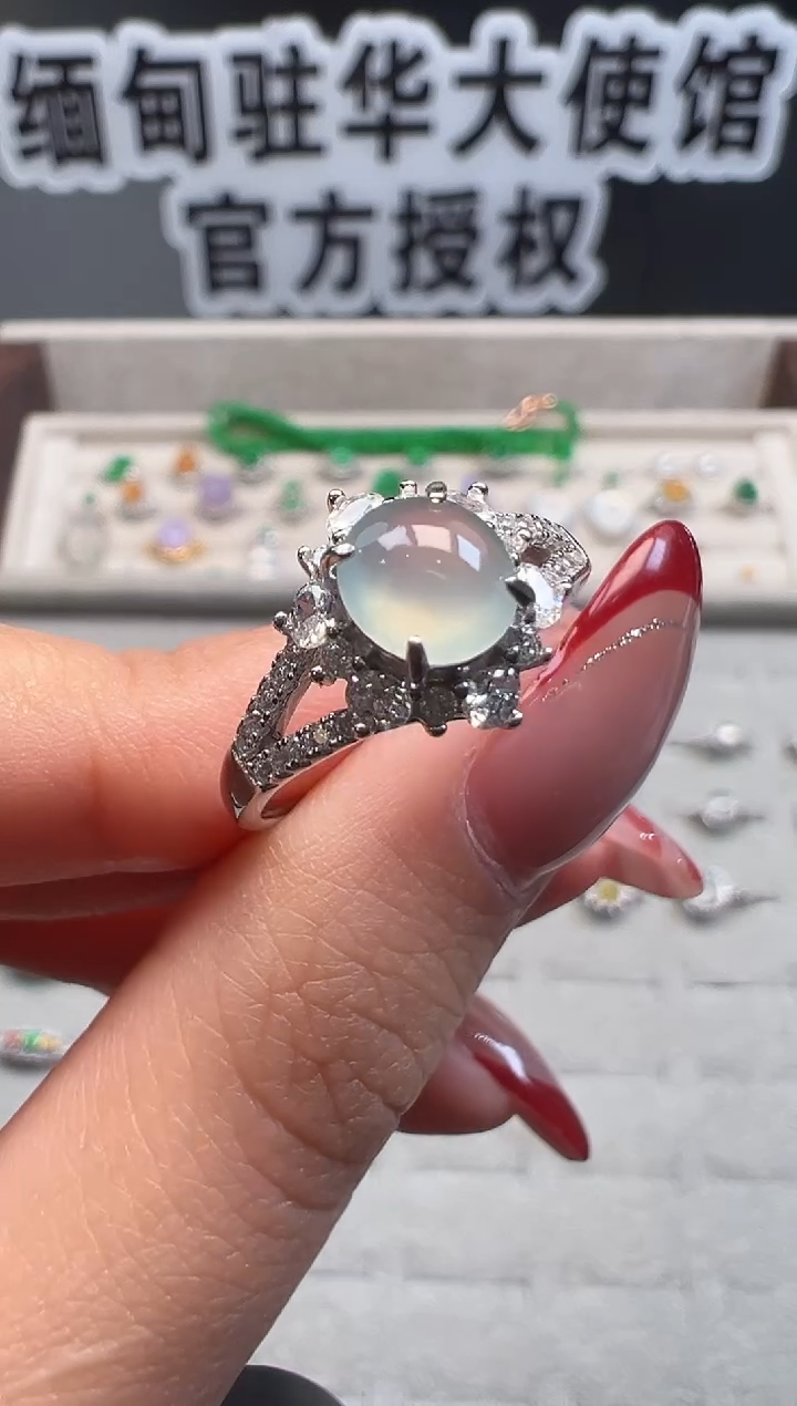 银S925镶嵌戒指翡翠缅甸珠宝严选