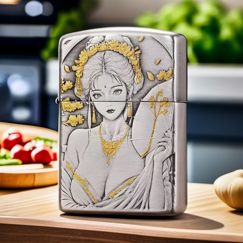 ZIPPO打火机【执扇艺伎】熏银盔甲官方原装正品防风男士送礼DYJ1