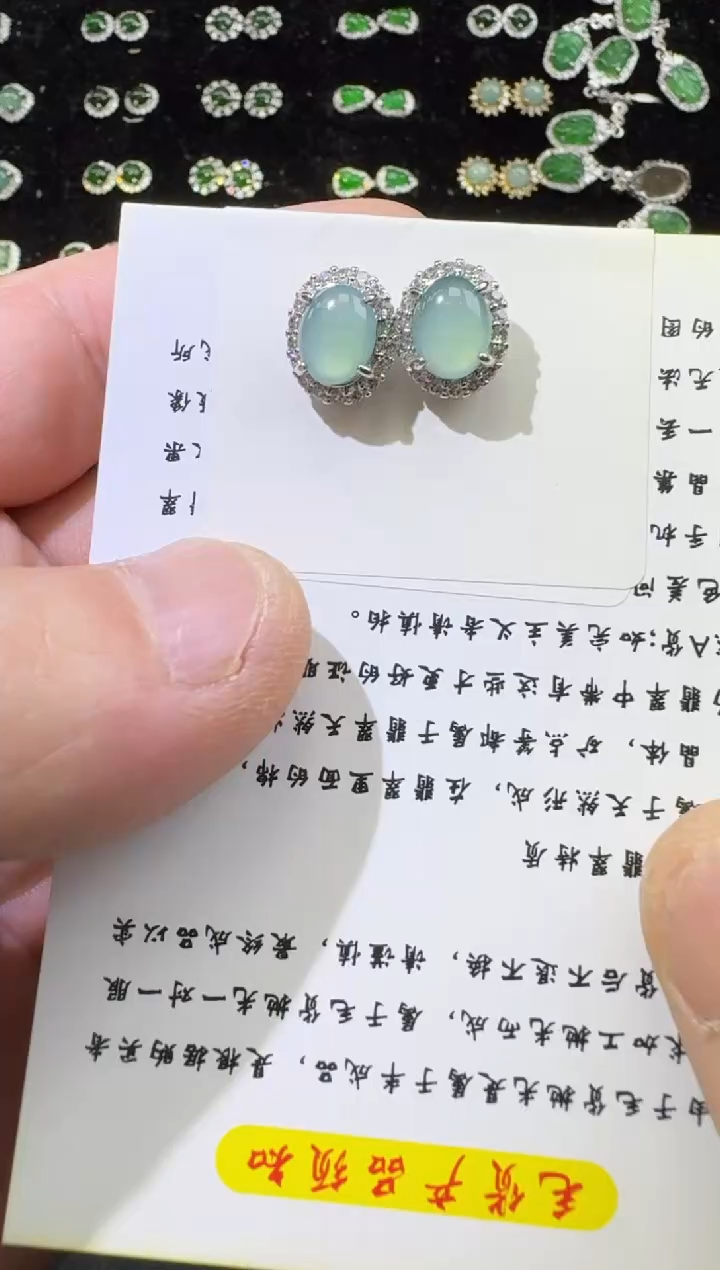 【闪购商品】翡翠耳饰银S925镶嵌00061363