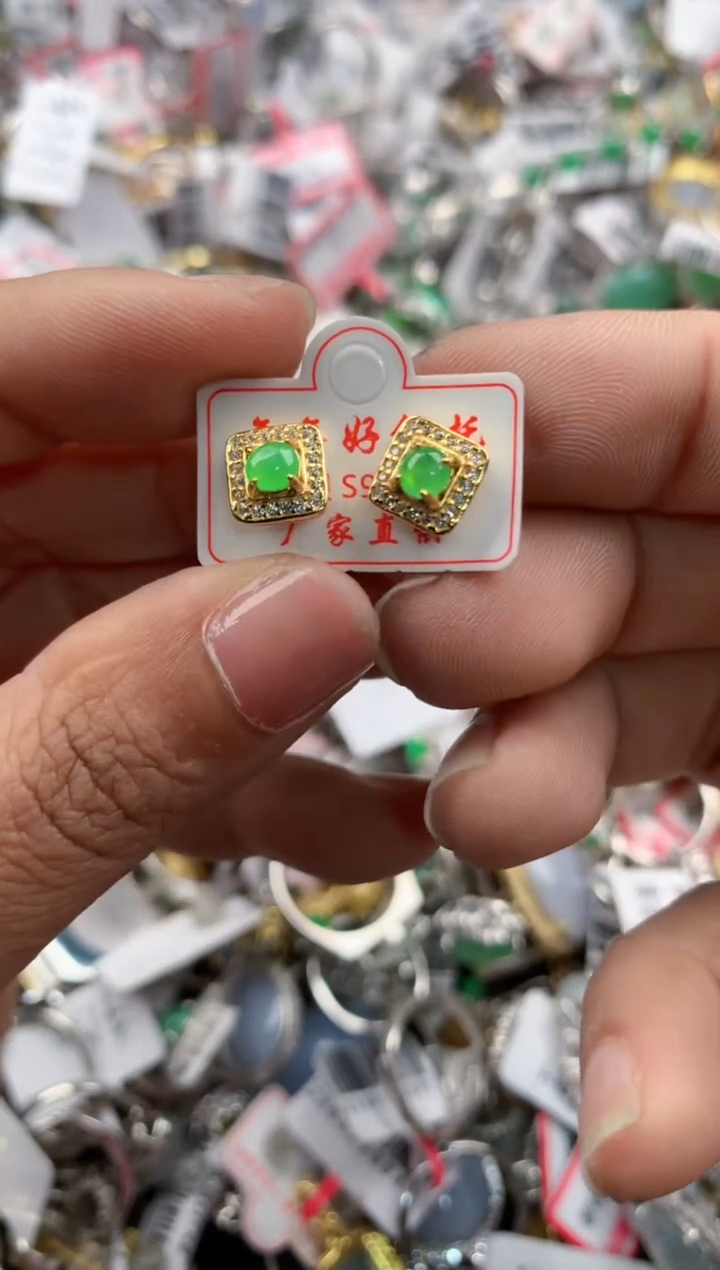银S925镶嵌戒指翡翠5555-----7