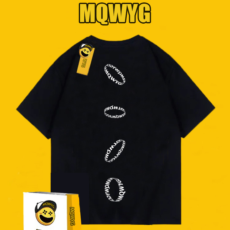 蛇年夏季纯棉百搭半袖时尚圆领英文环印花设计T恤 LB0037