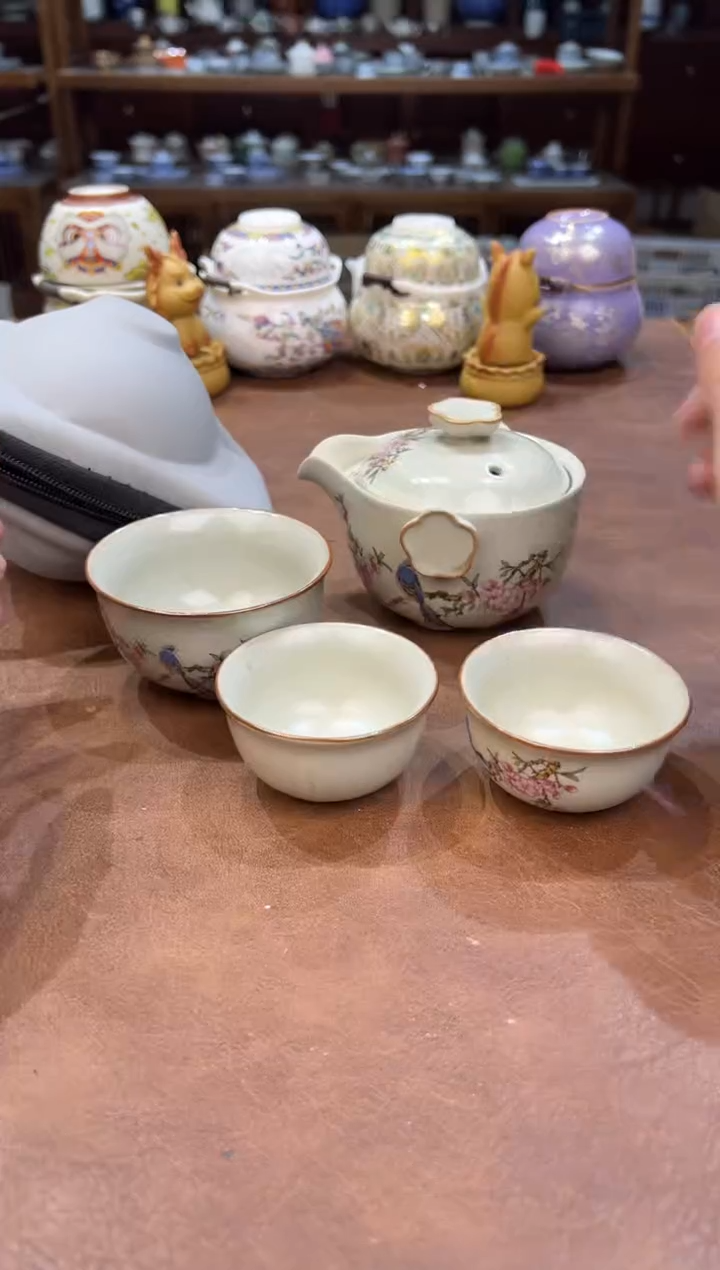 真的很便宜超好看会开片的旅行茶具