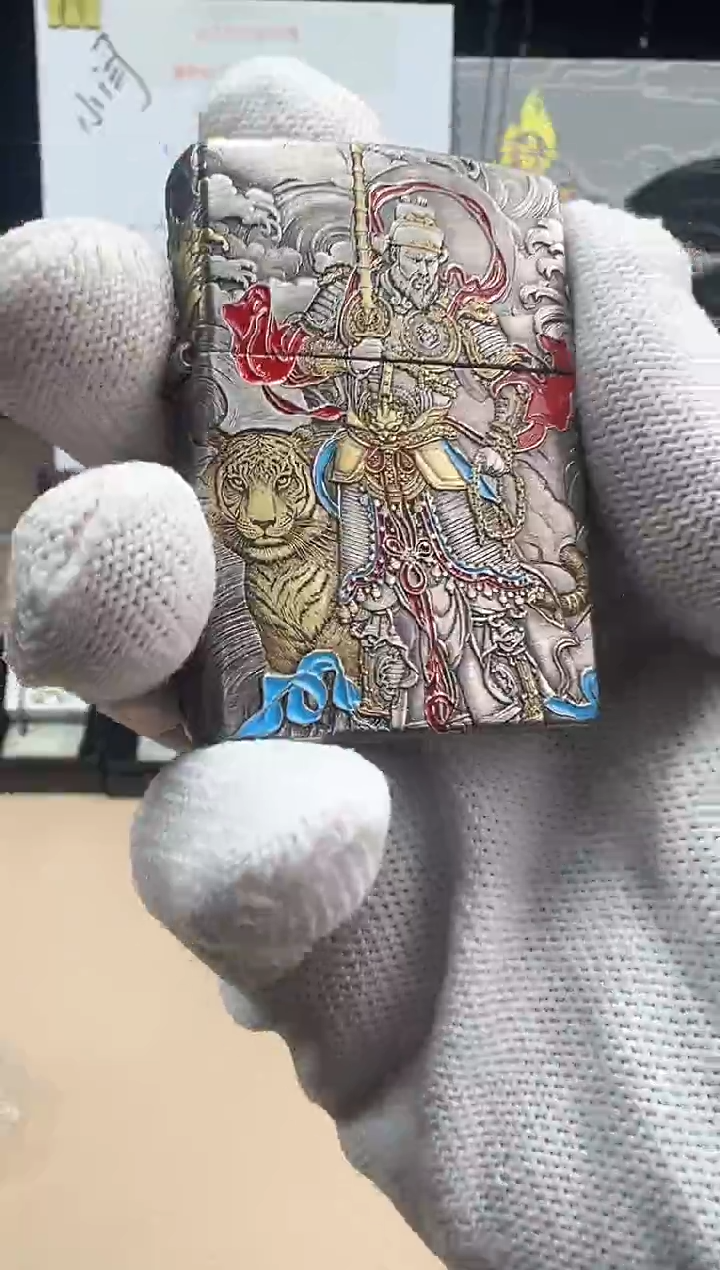 铜财神赵公明-盔甲熏银鎏金珐琅彩（带证书）