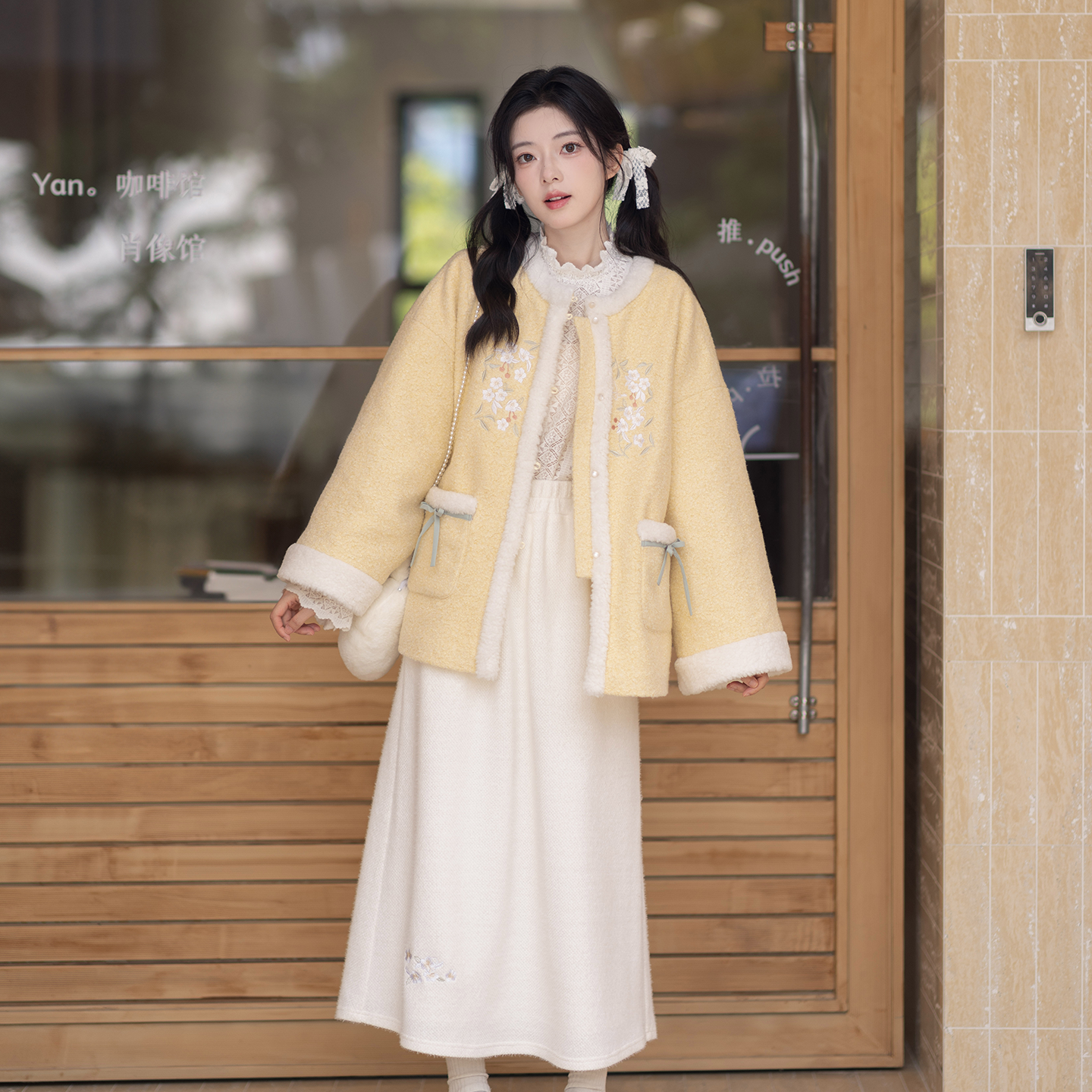 池夏【万物有灵:绒绒黄油】汉元素圆领短袄伞裙原创改良汉服 秋冬