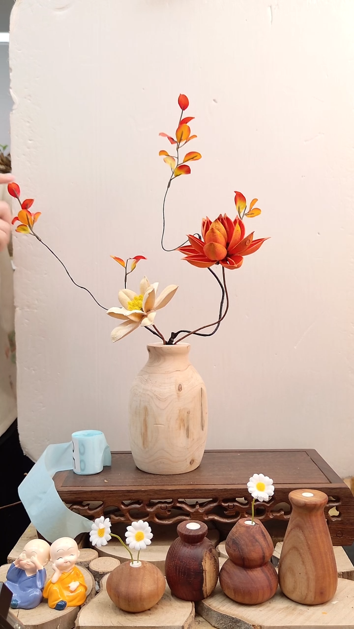 木实木花瓶直播间实物