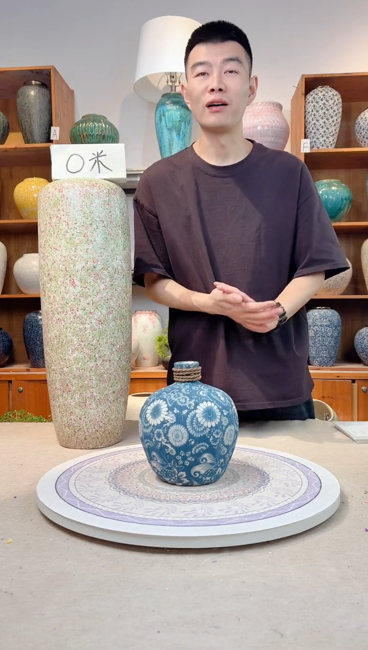 瓶陶瓷花瓶  福利  青花麻绳小号 不装水