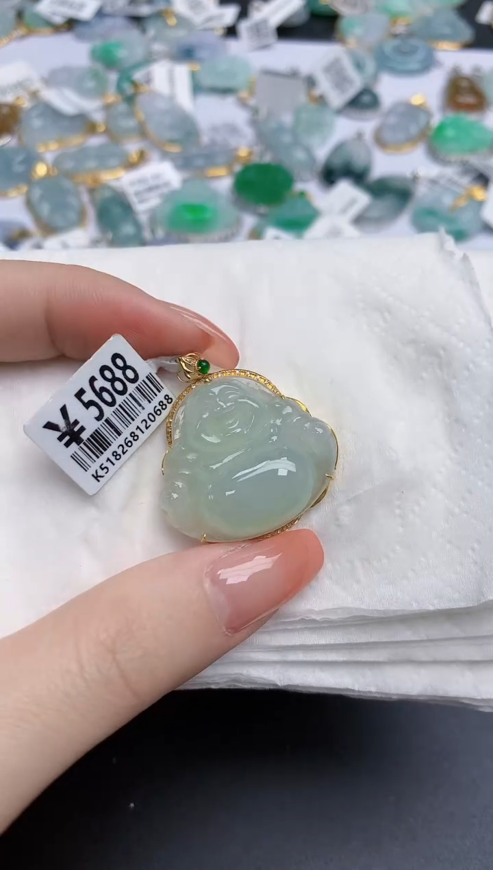 【闪购商品】翡翠颈饰18K金镶嵌天然缅甸翡翠A货