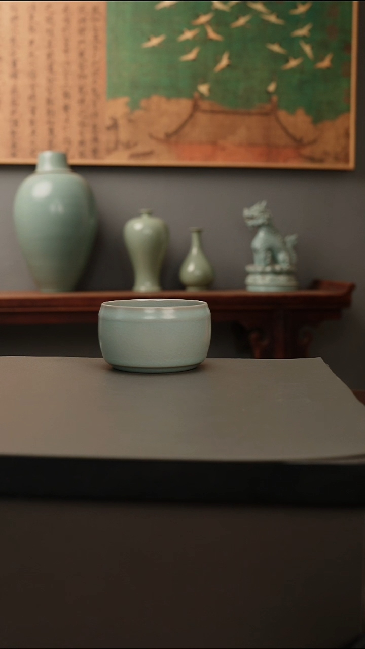 杯仿古釉原矿  鼓腹杯