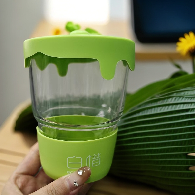 【颜色随机】白皙玻璃水杯400ml  