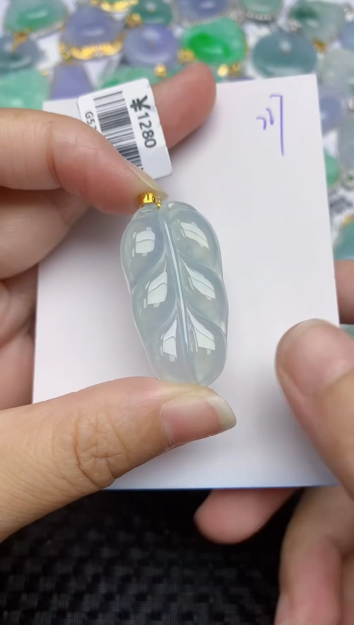 翡翠18K金镶嵌颈饰天然A货翡翠 227