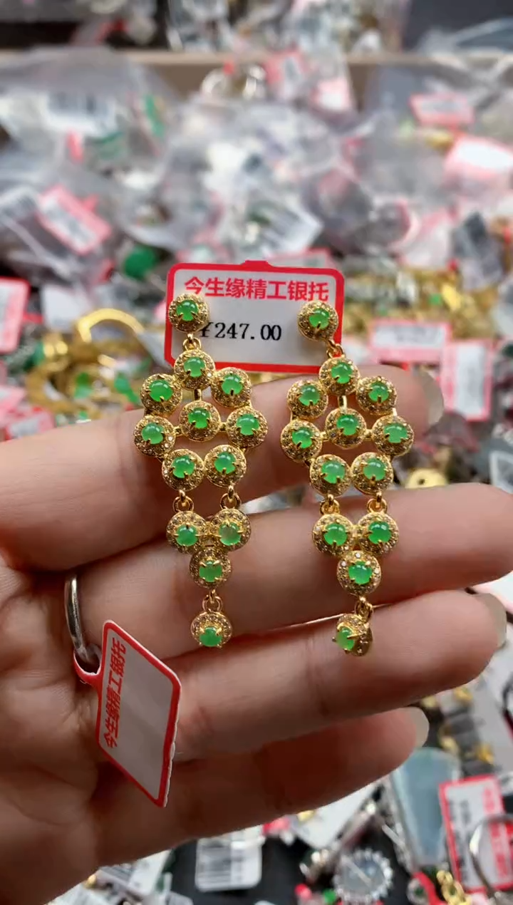 银S925镶嵌戒指翡翠天然A货缅甸翡翠