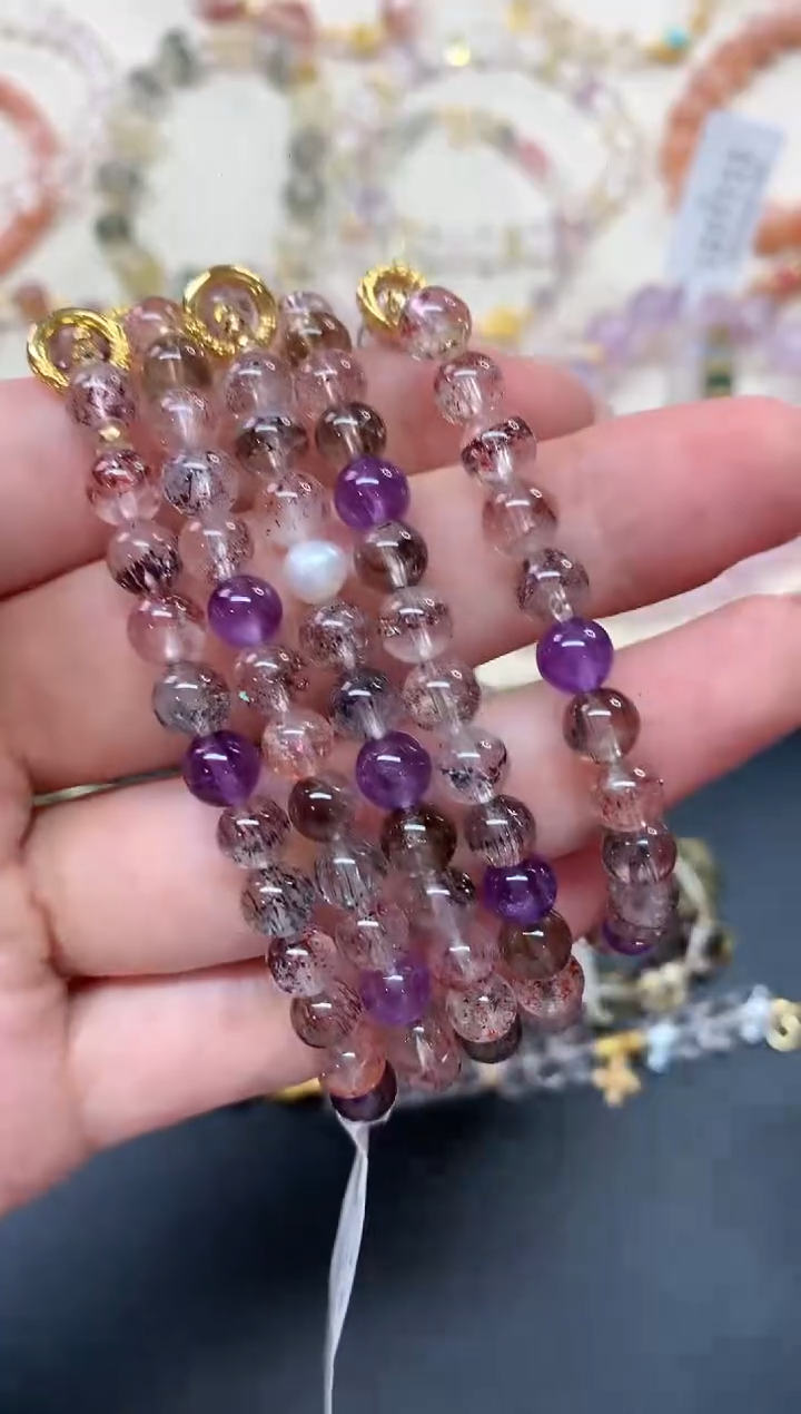 水晶手串18K金镶嵌A397|多样性发货一件|798