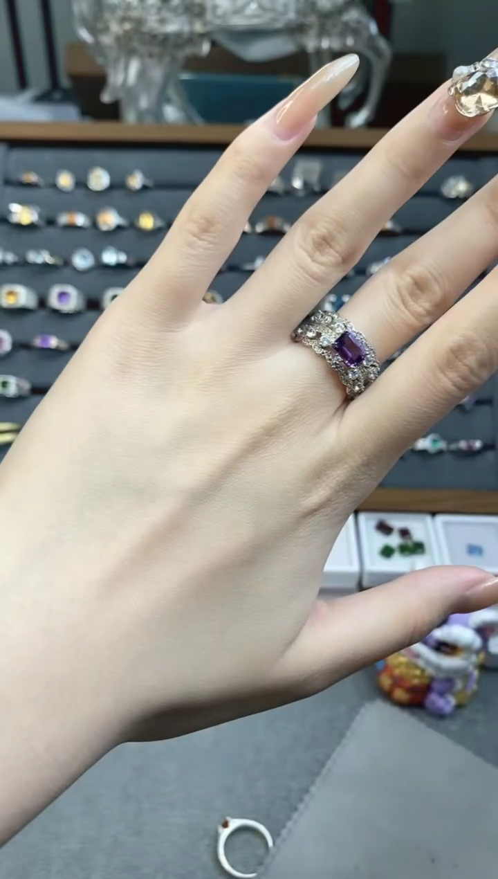 银S925镶嵌戒指紫晶111111