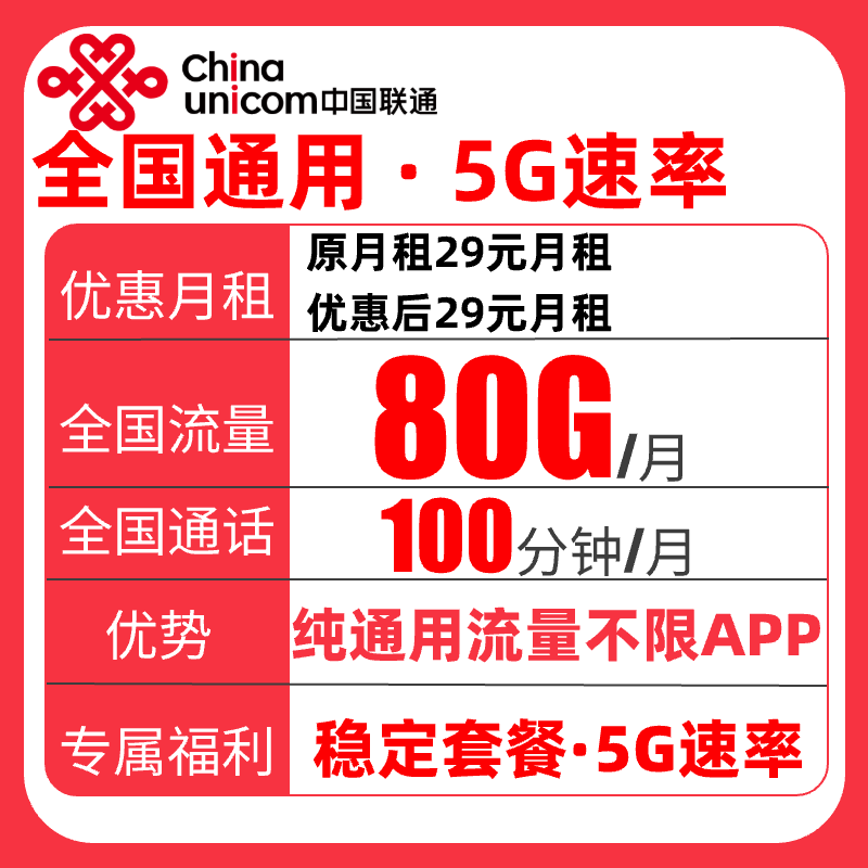 中国联通大流量卡校园卡大王卡全国通用不限速电话卡手机卡