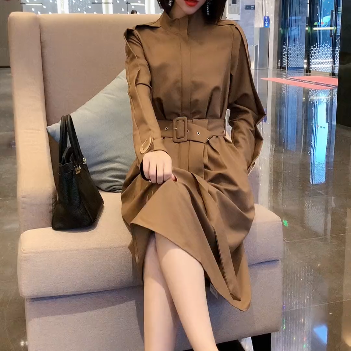 2025春季新款时尚显瘦气质女士网红洋气风衣百搭款D7219