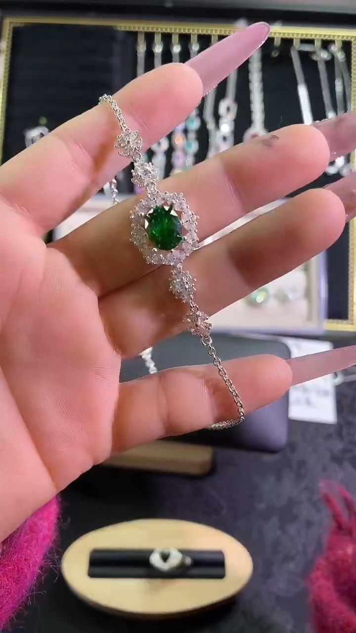 锆石铜合金28号 8*10蛋形【冰花】手链空托