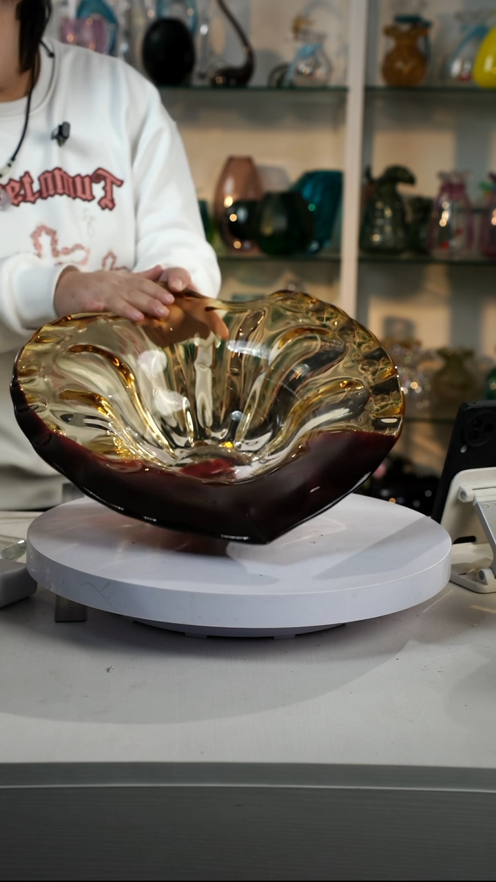 【闪购商品】琉璃【弘扬】长46轻奢琉璃花器正常手工痕迹