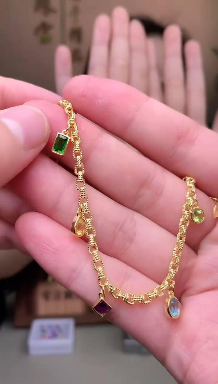 【闪购商品】水晶手链银S925镶嵌多宝手链