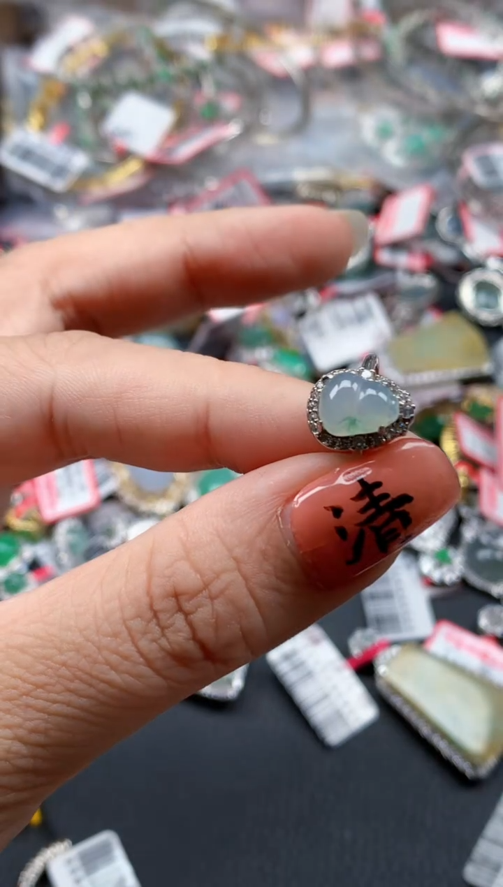 银S925镶嵌戒指翡翠天然A货缅甸翡翠