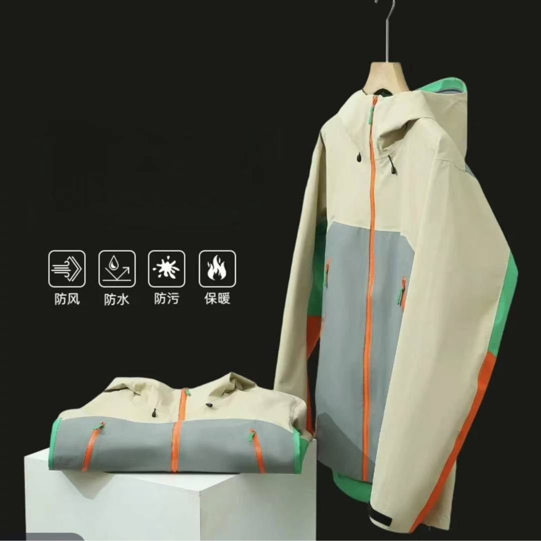 户外拼接撞色轻量化防水三层全压胶男女款冲锋衣