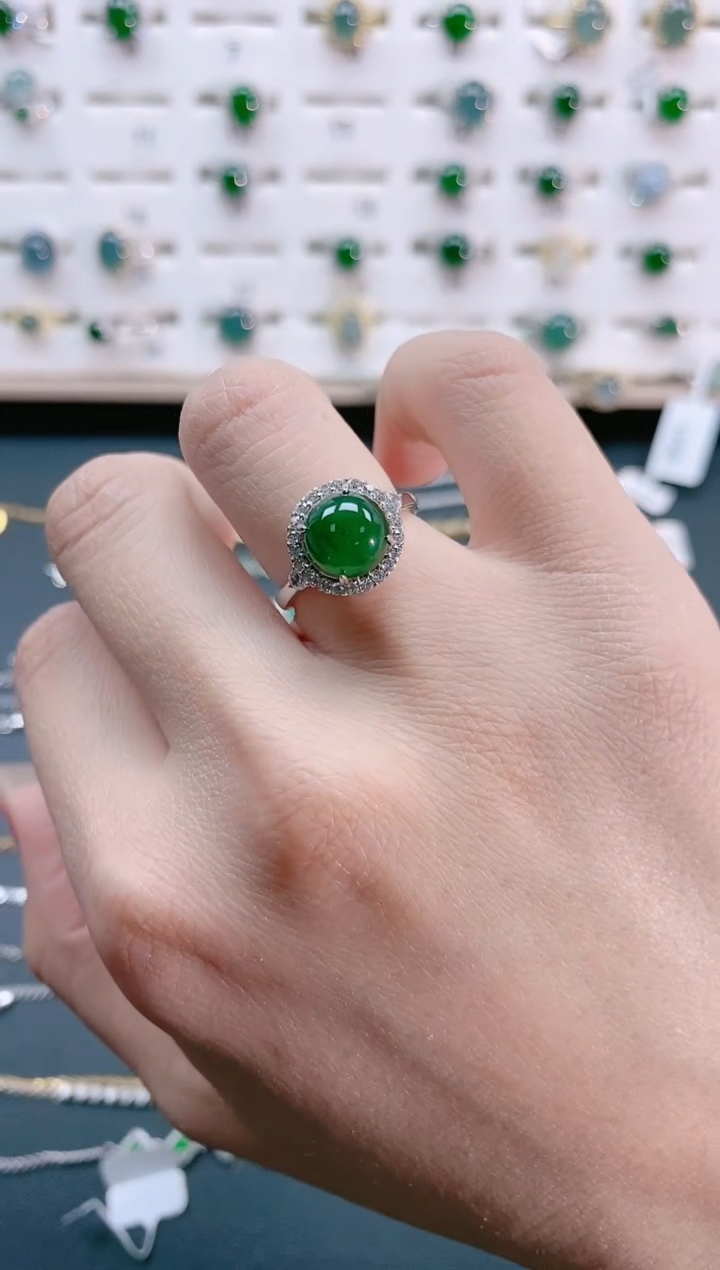 【闪购商品】翡翠戒指银S925镶嵌天然翡翠