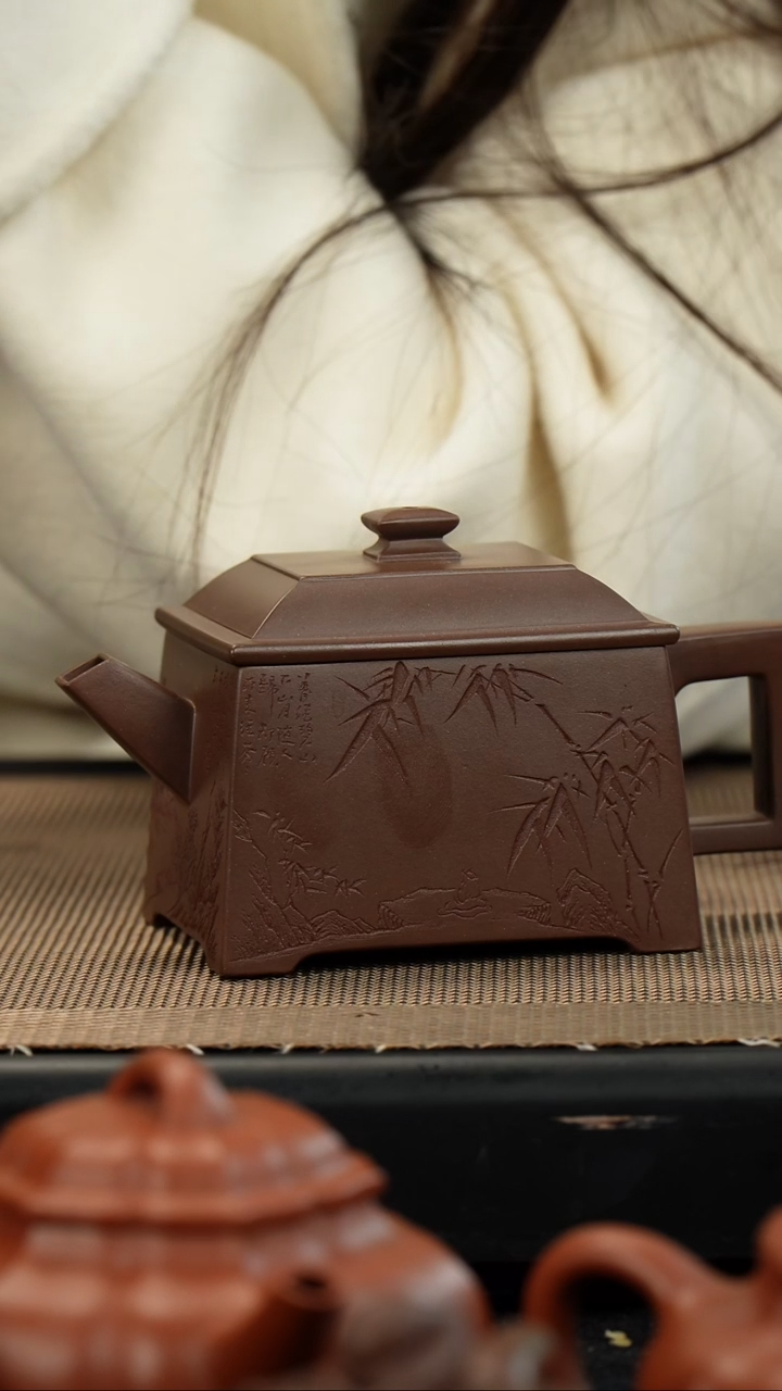【闪购商品】紫砂茶壶老紫泥四方青云