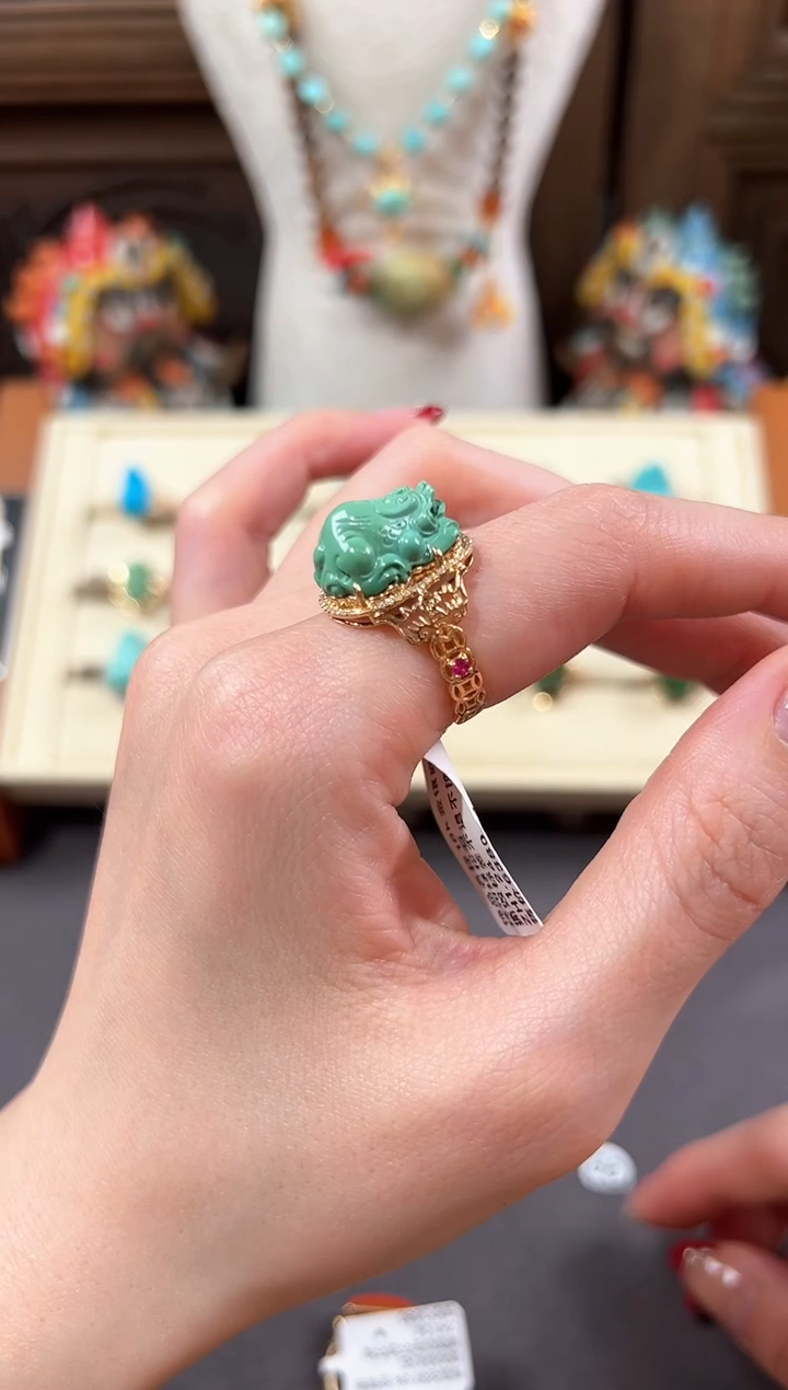 【闪购商品】绿松石戒指18K金镶嵌绿松石戒指