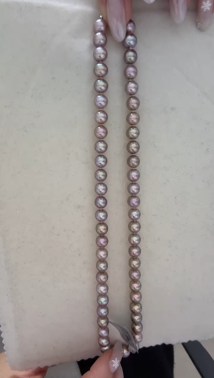 颈饰银S925镶嵌淡水珍珠金牛油果绿 无核 7.3-8.3