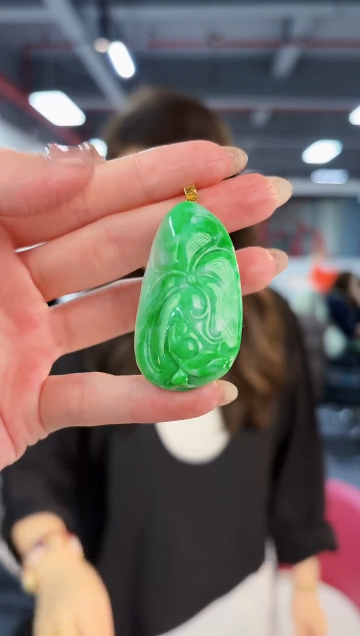 【闪购商品】翡翠颈饰18K金镶嵌缅料A货/支持复检/一件