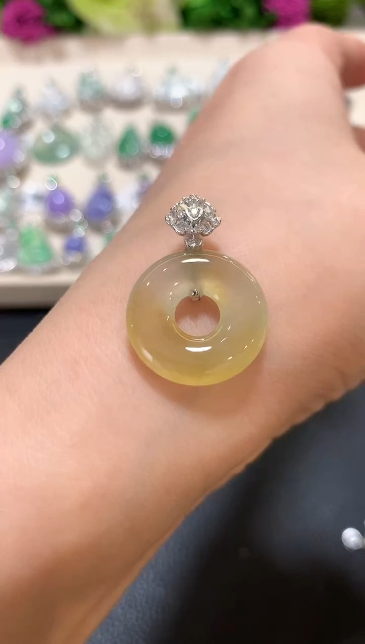 吊坠(不含链)18K金镶嵌翡翠b98  
