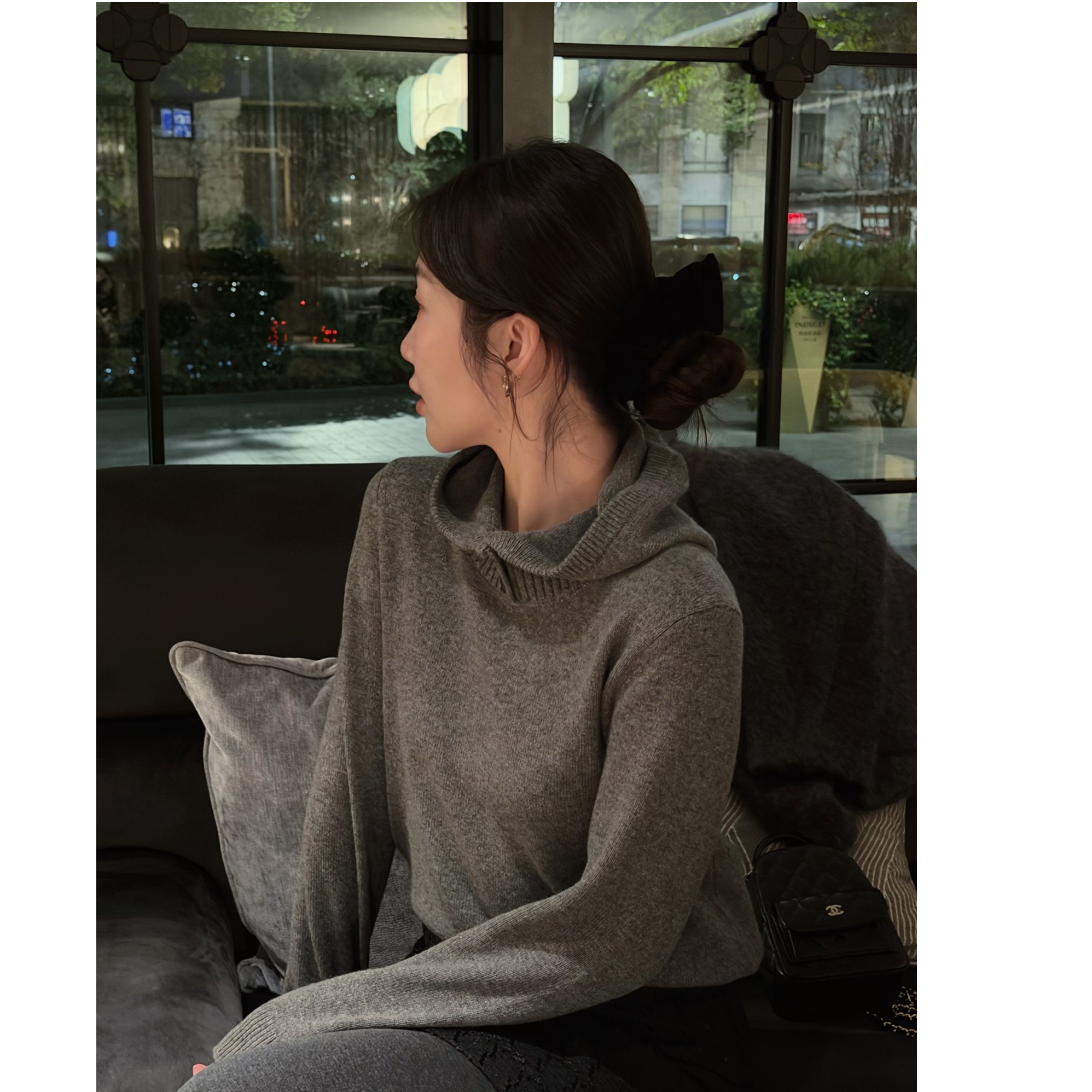 『松弛午后』100山羊绒简约温柔堆堆连帽针织衫
