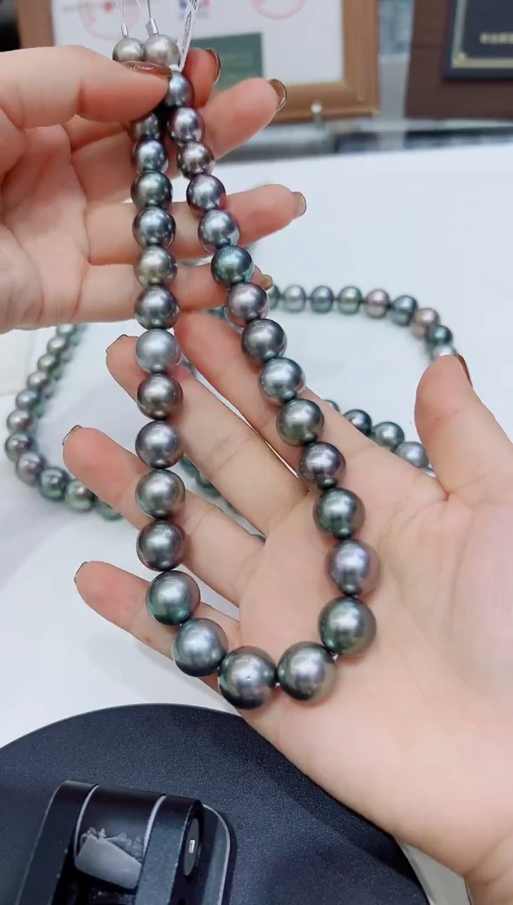 未镶嵌项链海水珍珠铂金灰11-13意向金99总9800