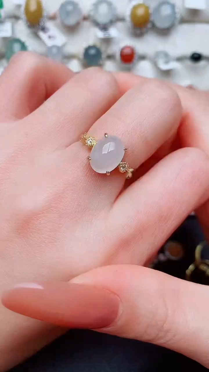 银S925镶嵌戒指翡翠...