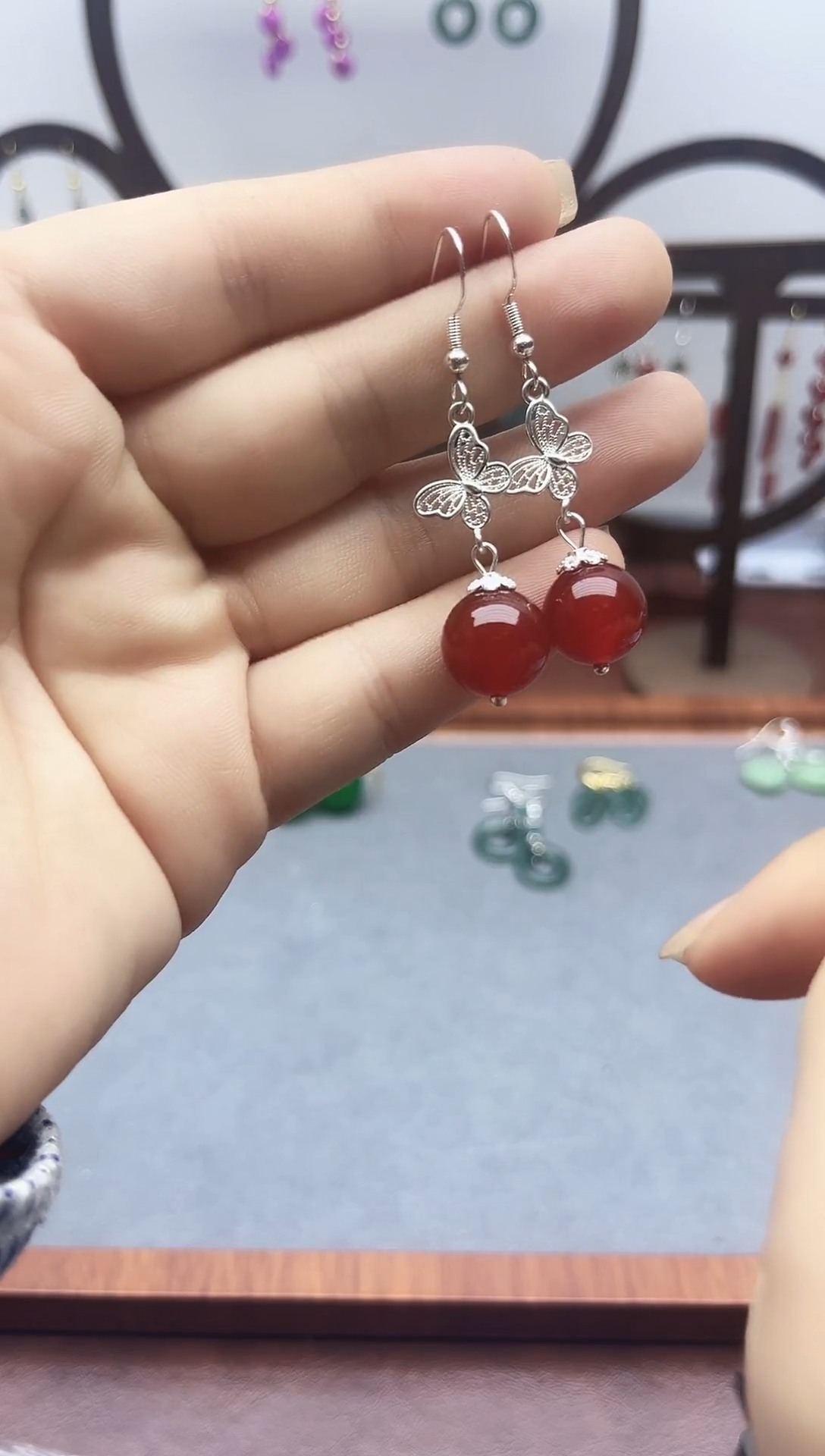 未镶嵌南红玛瑙耳饰114100