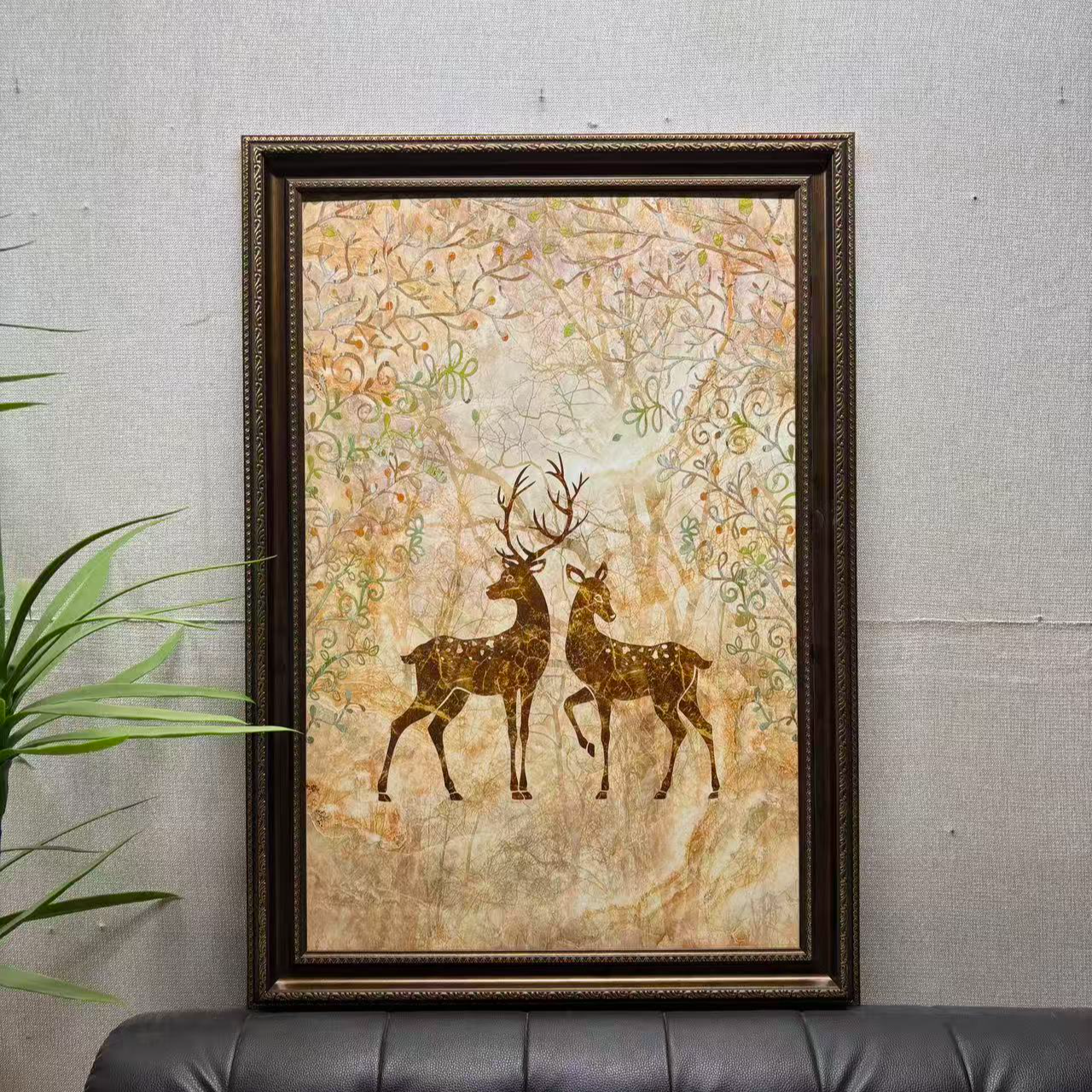 346轻奢简约美式麋鹿竖版玄关过道走廊装饰画