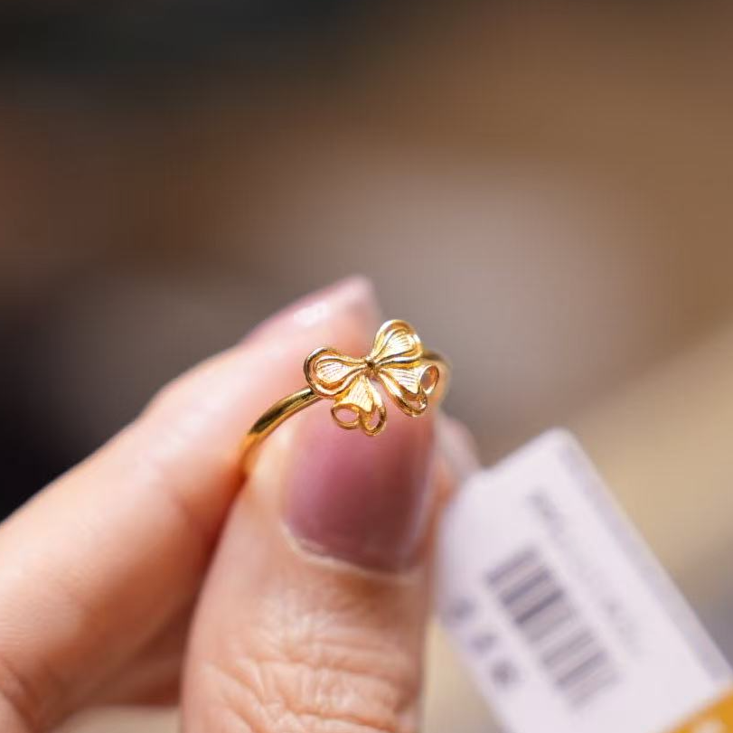 【巧玲专属】足金999在逃公主蝴蝶结戒指 经典时尚百搭 2.38