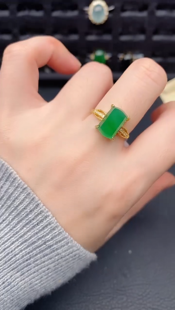 银S925镶嵌戒指翡翠天然a货翡翠213