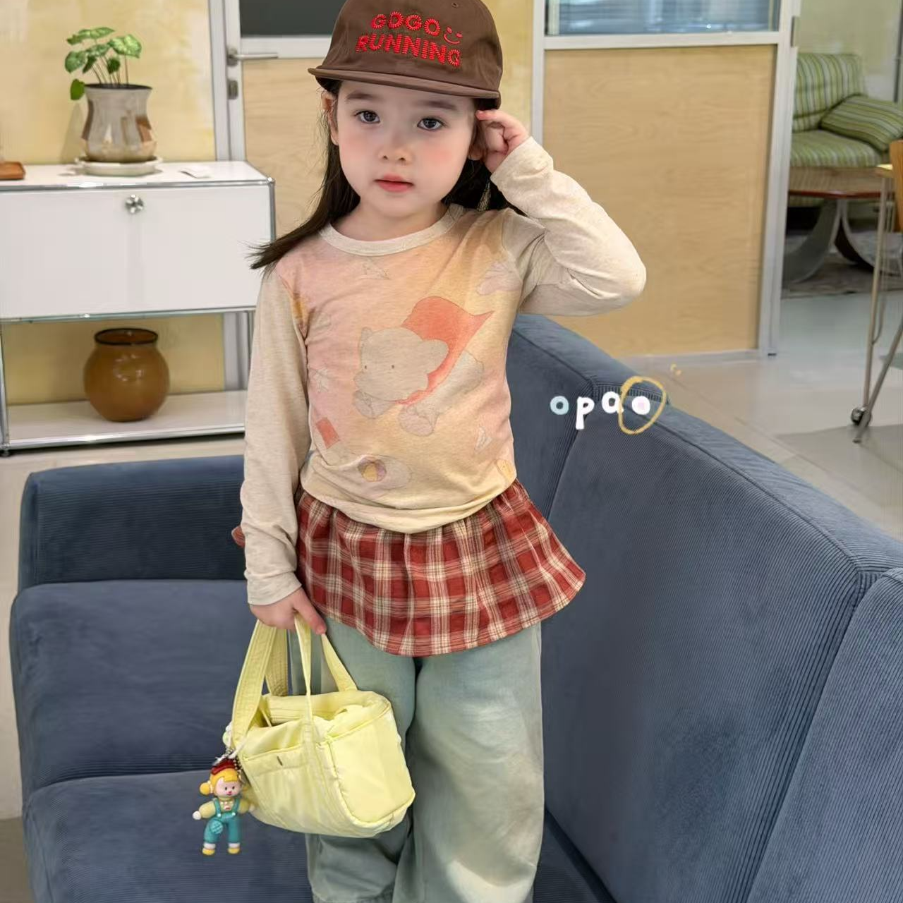 Opao·26春～灰粉色小象长袖T牛仔裤（含P帘）套装女7095 6099(汉服)