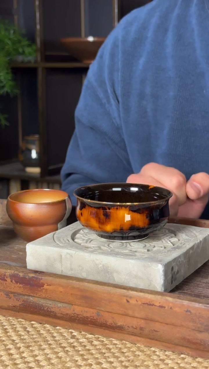 平阳窑手作玳瑁釉小炉式杯