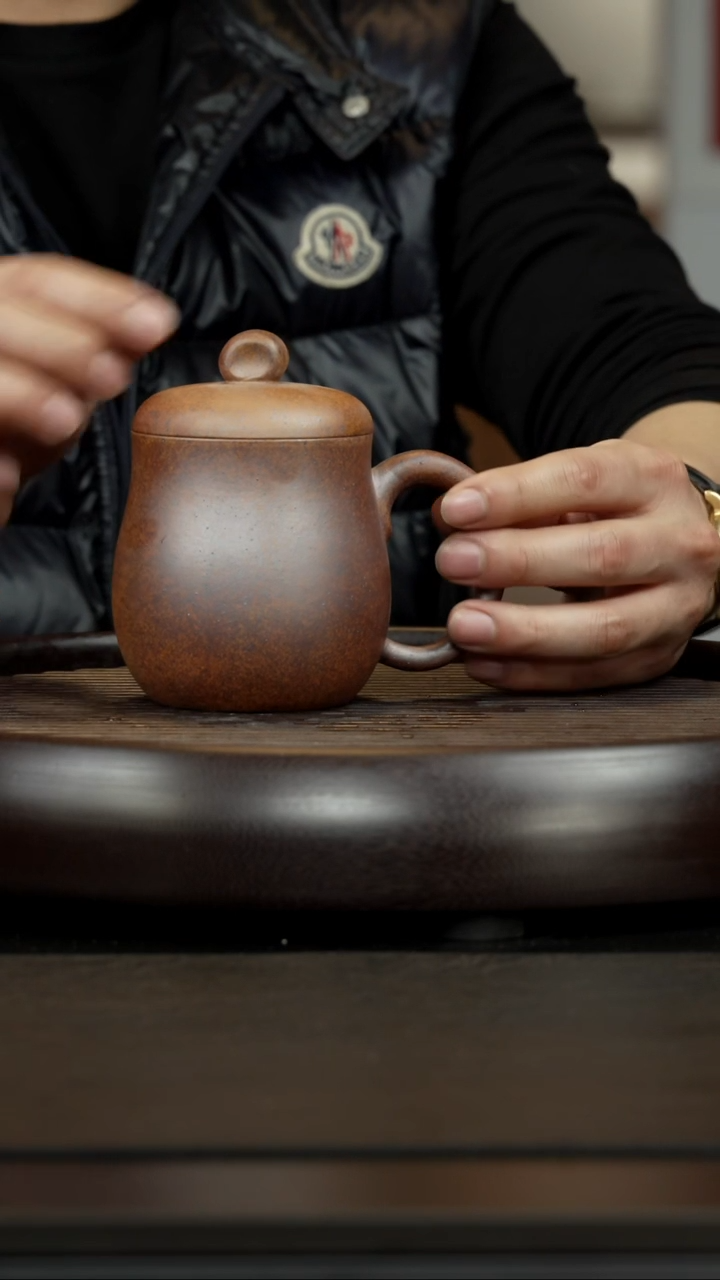 【闪购商品】紫砂茶杯孤品盖杯  柴烧玲珑