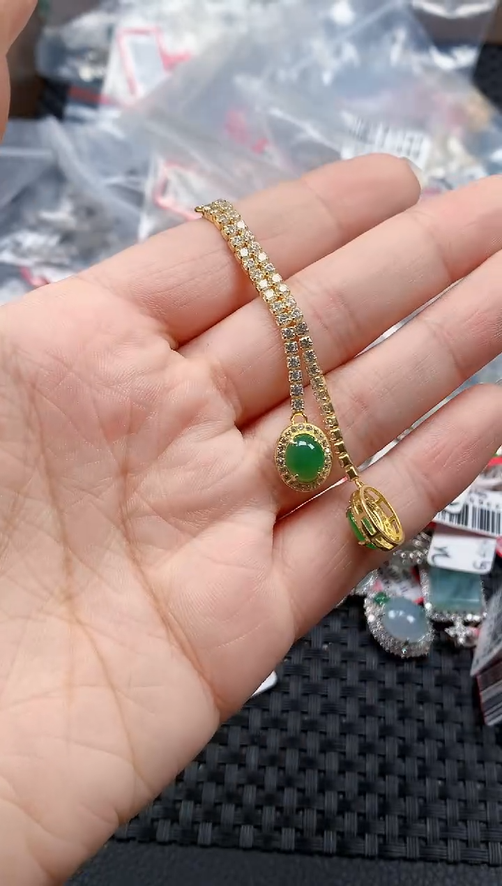 银S925镶嵌戒指翡翠天然A货缅甸翡翠