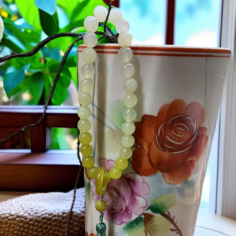 天然岫玉锤纹工艺黄色渐变手持