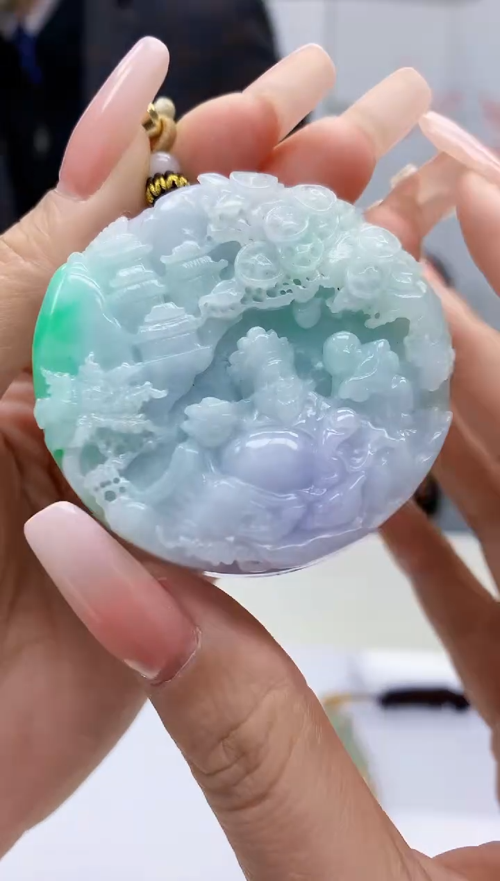 【闪购商品】定制翡翠未镶嵌1502lr-毛货挂件76