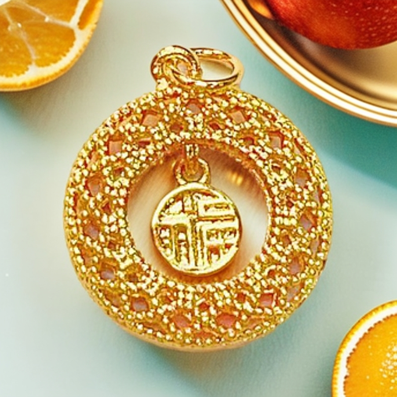 Y-6154  精工镂空福牌平安扣  真金工艺 +专柜礼盒