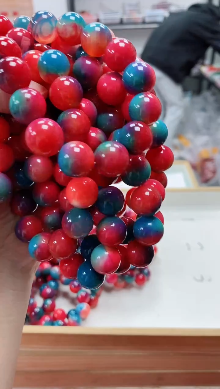 未镶嵌手串玛瑙/玉髓鸳鸯红蓝宝玛瑙手串14mm 多样性发一件