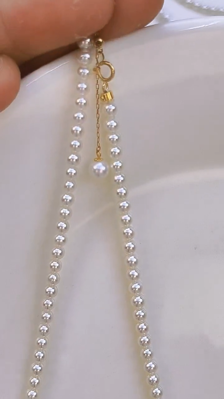 淡水珍珠18K金镶嵌项链3-4