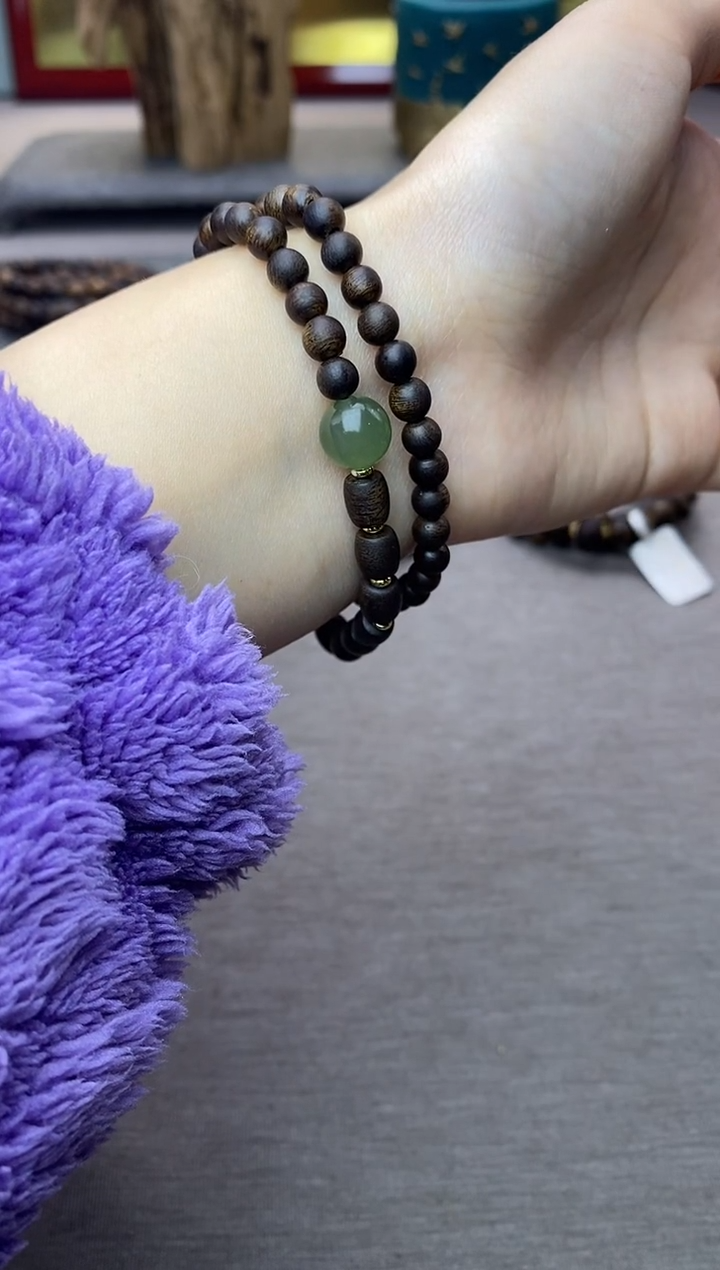 【闪购商品】沉香手串顺化紫棋05+白棋8颗 双圈沉水