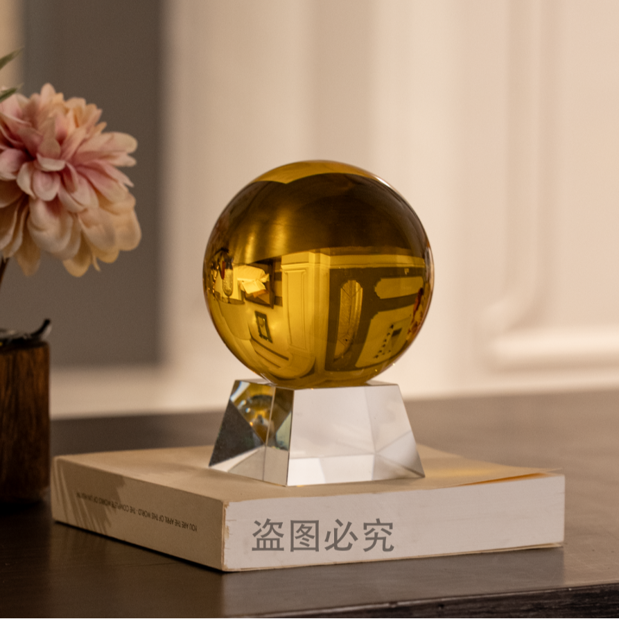 【水晶球-金】水晶琉璃摆件客厅高档装饰轻奢高颜值伴手礼物WG0164