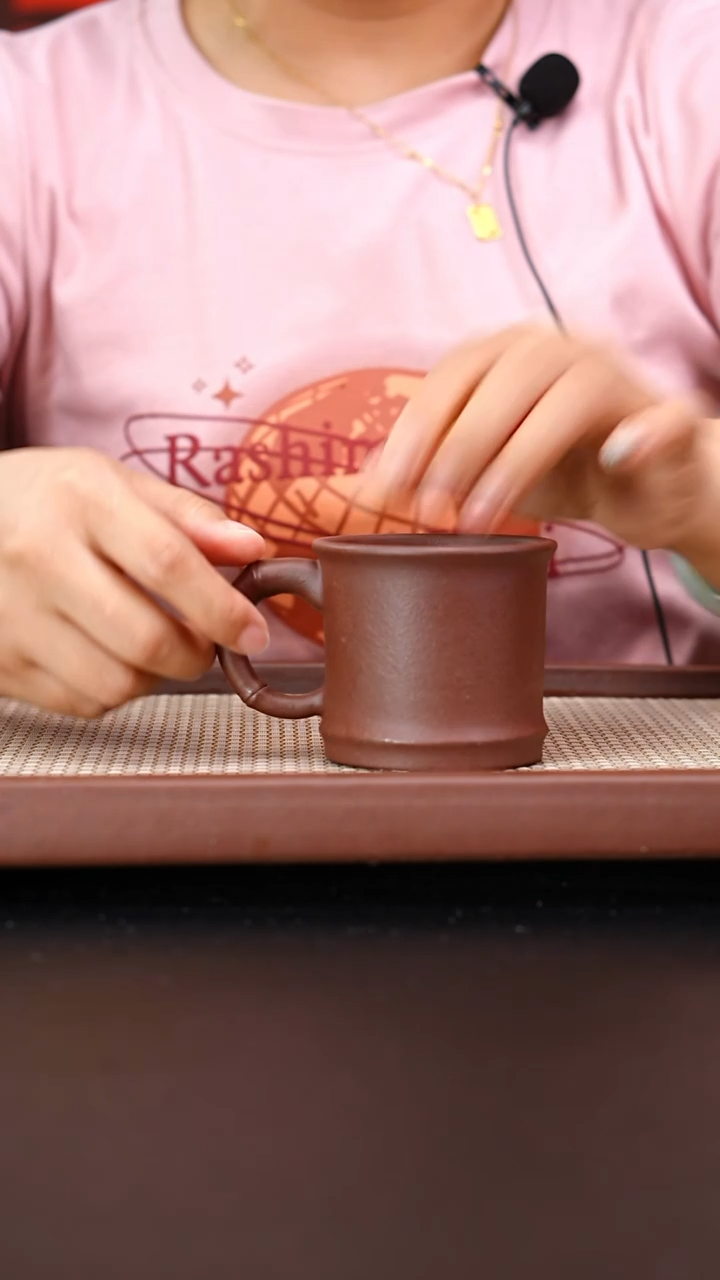 茶壶紫砂四号井中槽青竹节带把杯